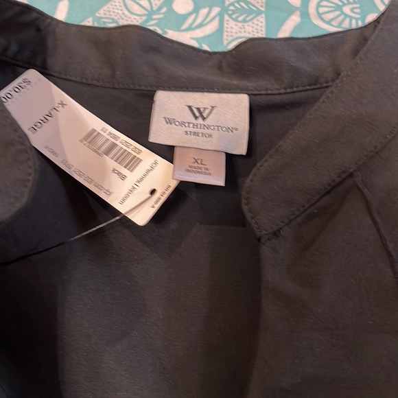 Worthington Stretch Sleeveless Women’s Black Ruffled Blouse XL - Picture 6 of 9